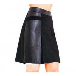 NEW ANGEL APPAREL vegan leather suede combo skirt in black
